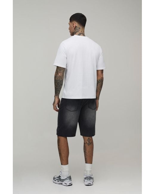 BoohooMAN Black Essential Relaxed Fit Denim Jorts for men