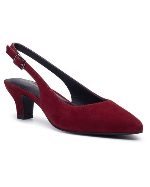 Hush Puppies Red Nahla Buckle Kitten Heel Bordeaux Pointy Slingback Shoes