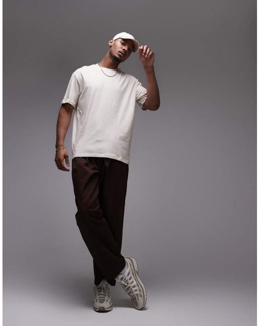 Topman Gray Relaxed Fit T-Shirt With Linen Blend for men