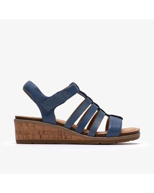Clarks Blue Kacha Step Denim Lea Sandals