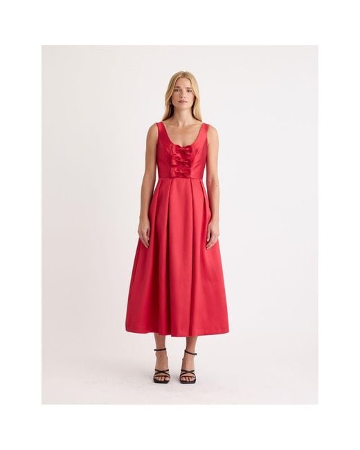 Nobody's Child Red Nobodys Milda Scoop Neck Midi Dress