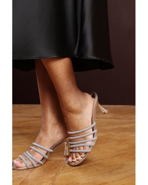 Where's That From Brown Wheres 'Ulani' Diamante Strappy Low Heeled Mules