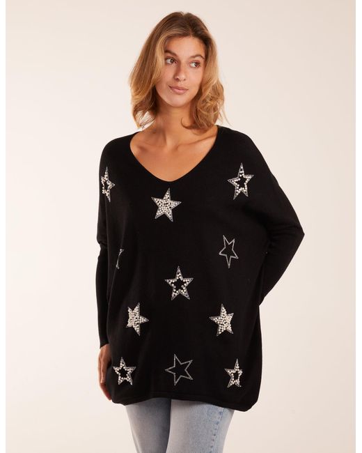 Blue Vanilla Black Diamante Pearl Star Jumper