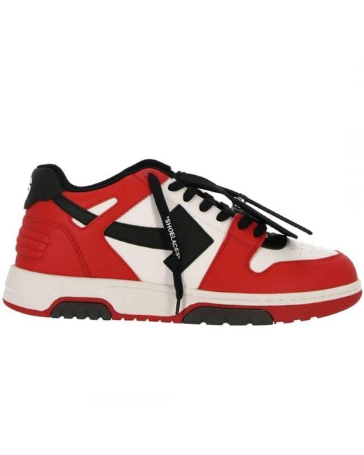 Off-White c/o Virgil Abloh Red Off- Off- Out Of Office Leather Sneakers for men