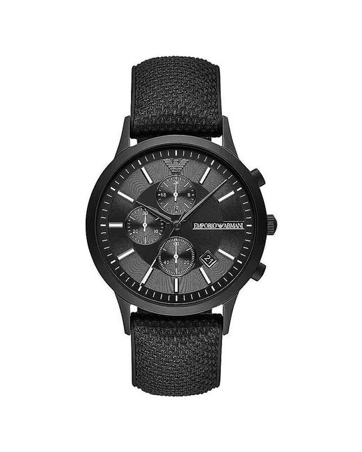 Emporio Armani Black Silicone And Steel Chronograph Watch for men