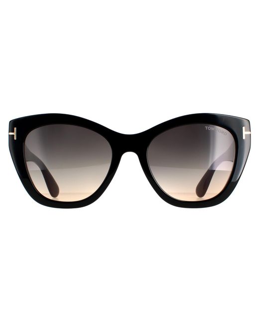 Tom Ford Black Cat Eye Shiny Smoke Gradient Ft0940 Cara Sunglasses