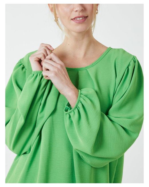 Blue Vanilla Green Elasticated Blouson Hem Blouse