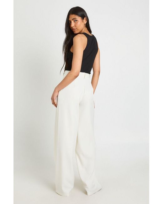Boohoo White Tall Straight Leg Trousers