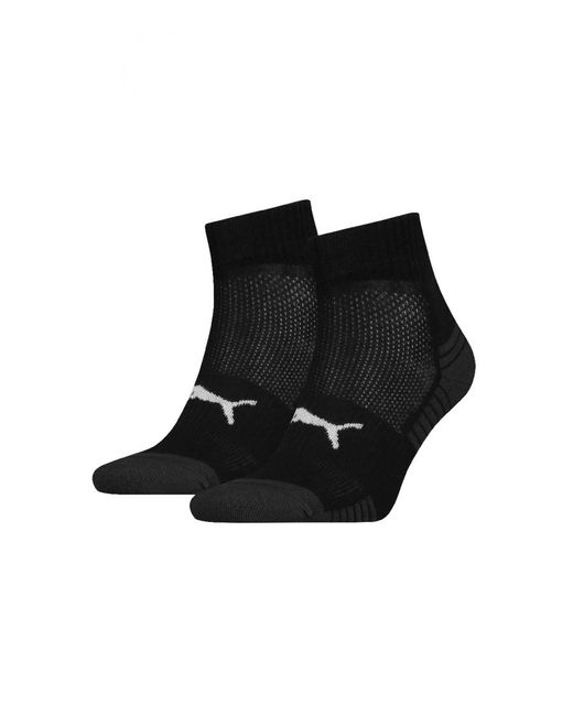 PUMA Black Sport 2 Pack Cushioned Quarter Sock for men