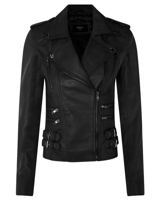 Infinity Leather Black Brando Biker Jacket-Loddon