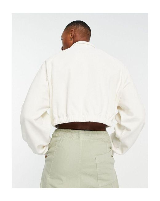 ASOS White Cropped Half Zip Sweatshirt for men