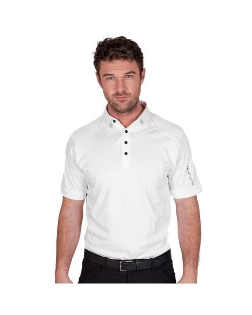 Island Green White Topstitched Golf Polo Shirt for men