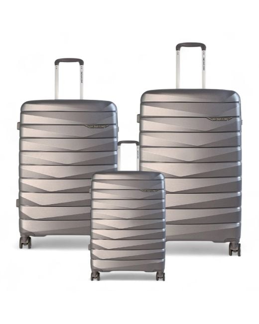 Infinity Leather Metallic Hard Shell Tsa Smoke Strong Suitcase 8 Wheel Cabin Luggage Holiday Travel Case Abs