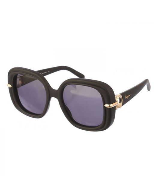 Ferragamo Black Square Shaped Acetate Sunglasses Sf1058S for men