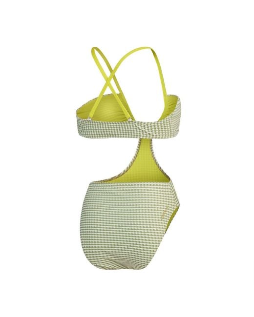 Speedo Green Gingham Patterned One Piece Swimsuit