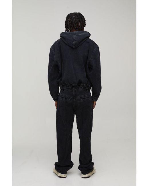 BoohooMAN Black Vintage Wash Western Detail Relaxed Jeans for men