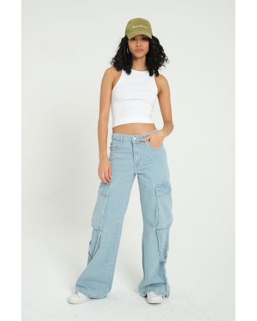 Hiccup Blue High Waist Pocket Cargo Jeans