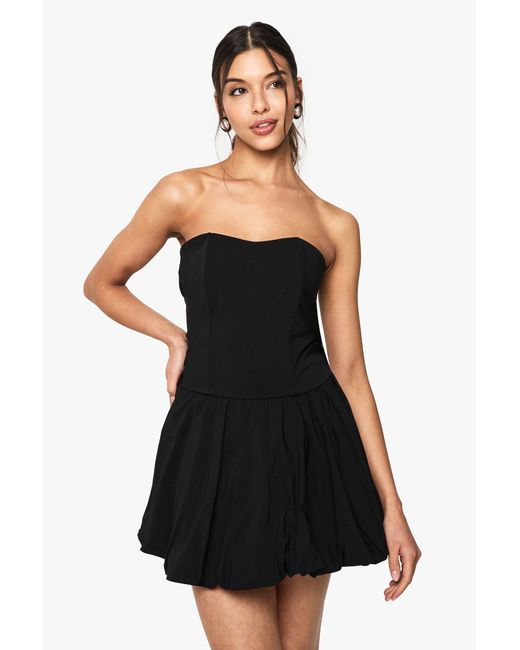 Boohoo Black Petite Puffball Bandeau Mini Dress