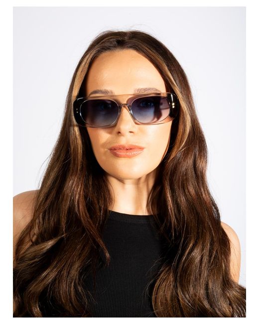 SVNX Blue Flat Top Oval Sunglasses