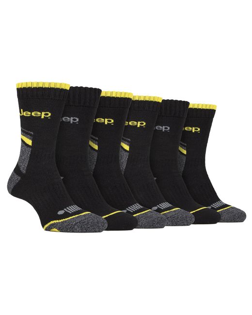 Jeep Black 6 Pack Heavy Duty Work Socks With Reinforced Heel And Toe for men