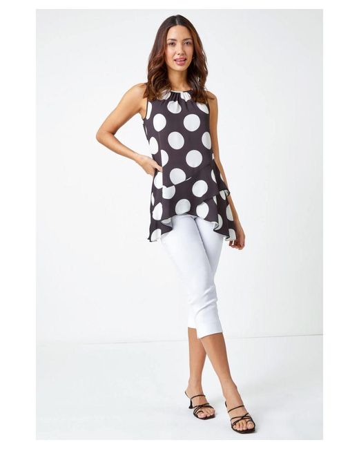Roman Blue Polka Dot Frill Detail Top
