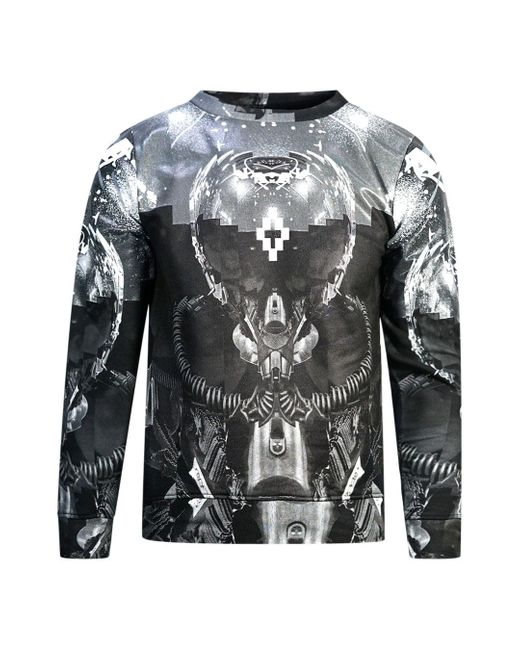Marcelo Burlon Gray Graphic Motif Jumper Cotton for men
