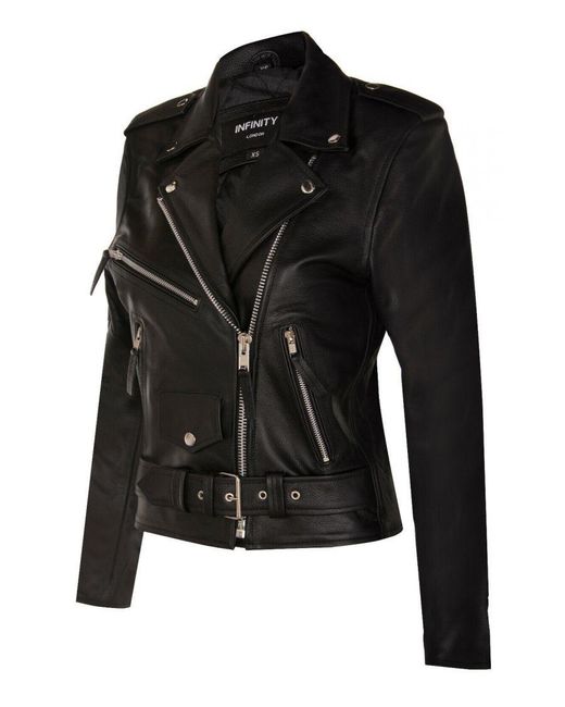 Infinity Leather Black Cowhide Biker Jacket-Mansfield