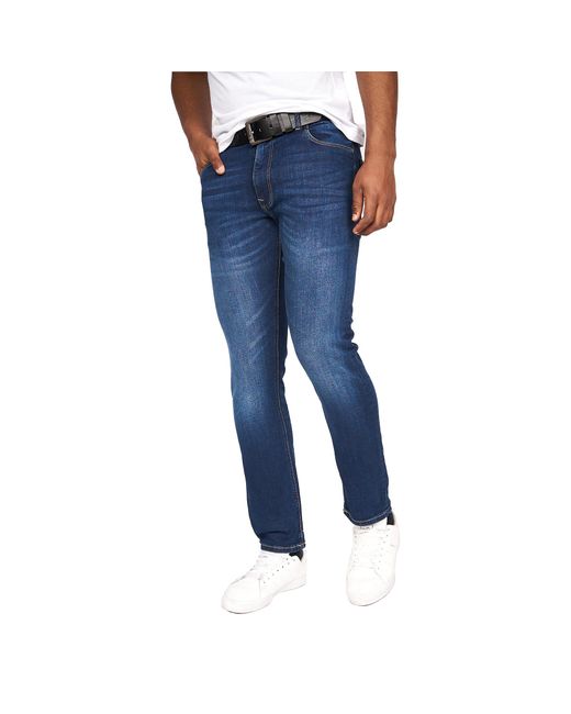 Crosshatch Blue Cadman Straight Jeans (Stone Wash) for men
