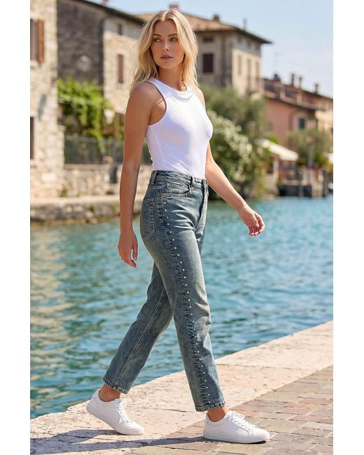 D.u.s.k Blue Studded Straight Leg Jeans