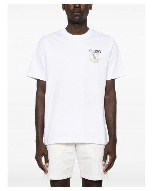 Casablancabrand White Equipment Sportive Cotton T-Shirt for men