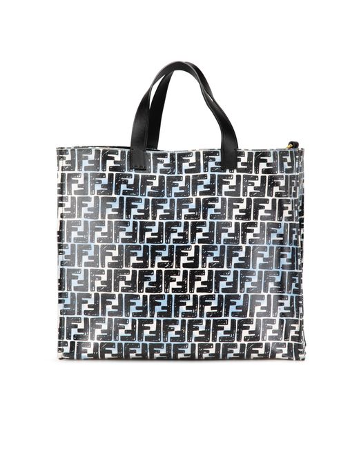 Fendi Black Tote Bag Graffiti Print