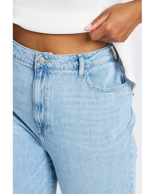 Boohoo Blue Plus Basics High Waist Mom Jean