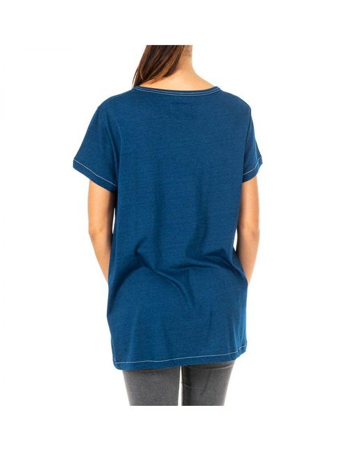 La Martina Dames-t-shirt Met Korte Mouwen En Ronde Hals Lwr304 in het Blue