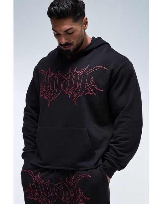 BoohooMAN Blue Active Boxy V-Neck Hoodie for men