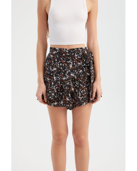 Hiccup Black Floral High Waist Shorts With A Belt Detail