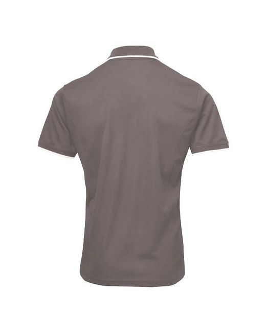 PREMIER Gray Coolchecker Contrast Pique Polo Shirt (Dark/ for men