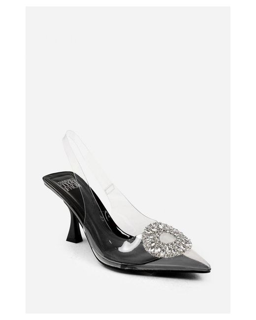 Where's That From Brown 'Malta' Perspex Low Heel Sandals With Embellished Detail