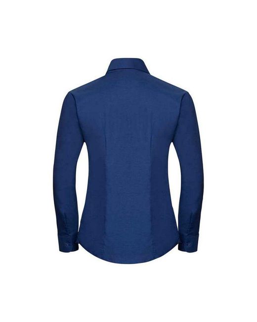 Russell Blue Ladies Oxford Easy-Care Long-Sleeved Shirt (Bright Royal)