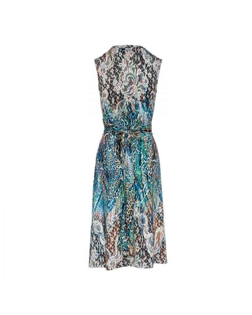 Conquista Blue Empire Line Dress Animal Print