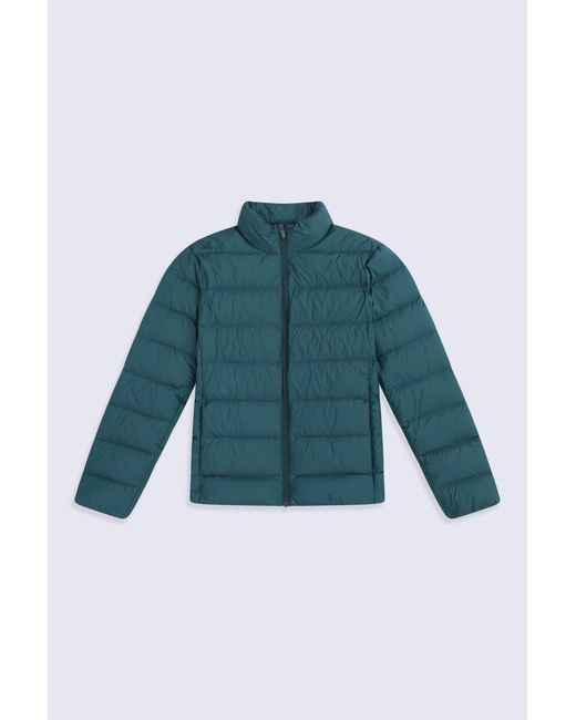 Mountain Warehouse Blue Lightweight Down Jacket Water Resistant Zip Up Hooded Puffer Winter Coat for men