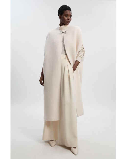 Karen Millen Natural Tailored Cape Midi Coat
