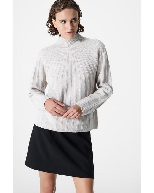 French Connection Gray High Neck Relaxed Knit Jumper With Wool