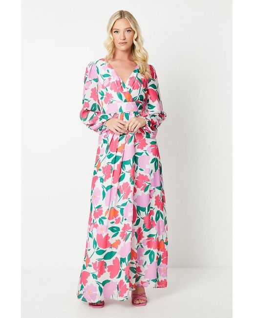 Debut London White By Coast Printed Peony Chiffon Maxi Dress