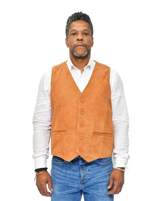 Infinity Leather Blue Classic Goat Suede Waistcoat-Norwich for men