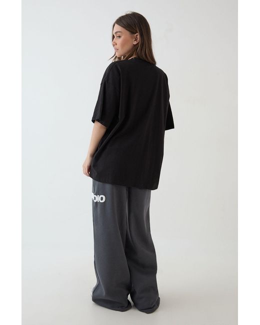 DSGN Studio Black Collegiate Printed Oversized T-Shirt