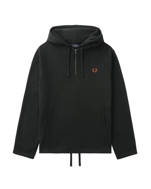Fred Perry Black Hooded Smock Night Sweater for men