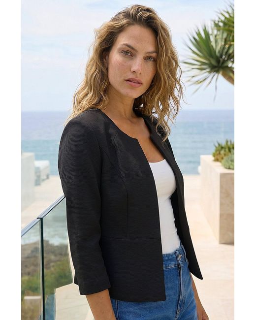 Roman Black Cropped Bolero Tailored Jaquard Jacket Wedding Shrug Fitted Blazer
