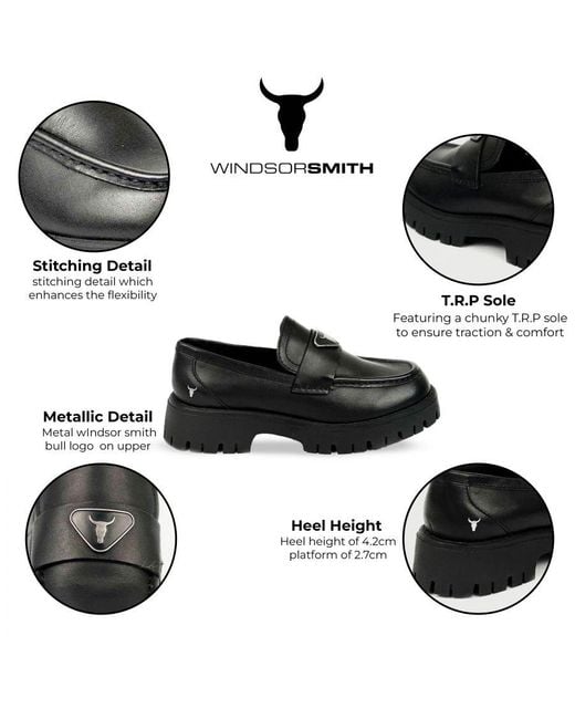 Windsor Smith Black Leather Chunky Loafers