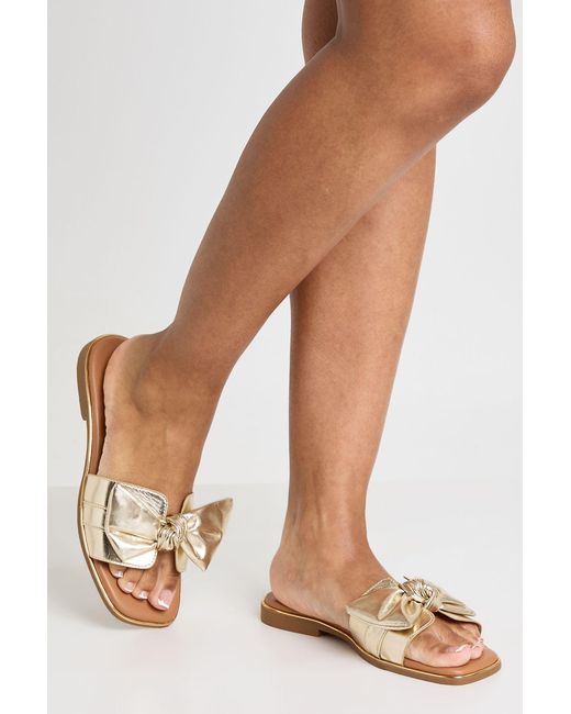 Boohoo Metallic Knot Front Padded Sliders