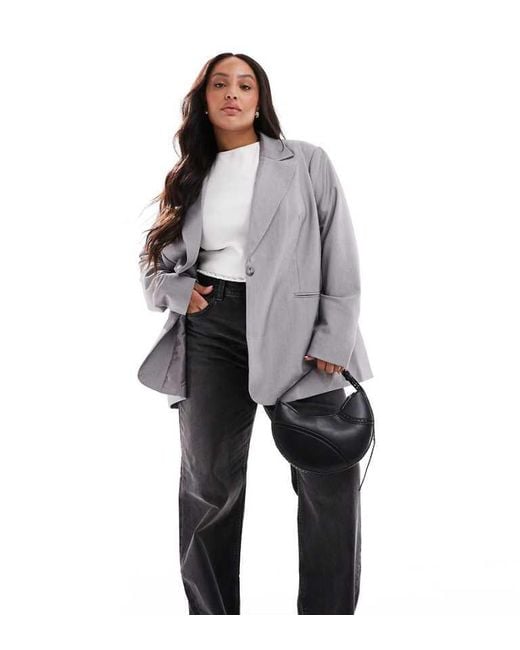 ASOS Gray Curve Tailored Relaxed Blazer